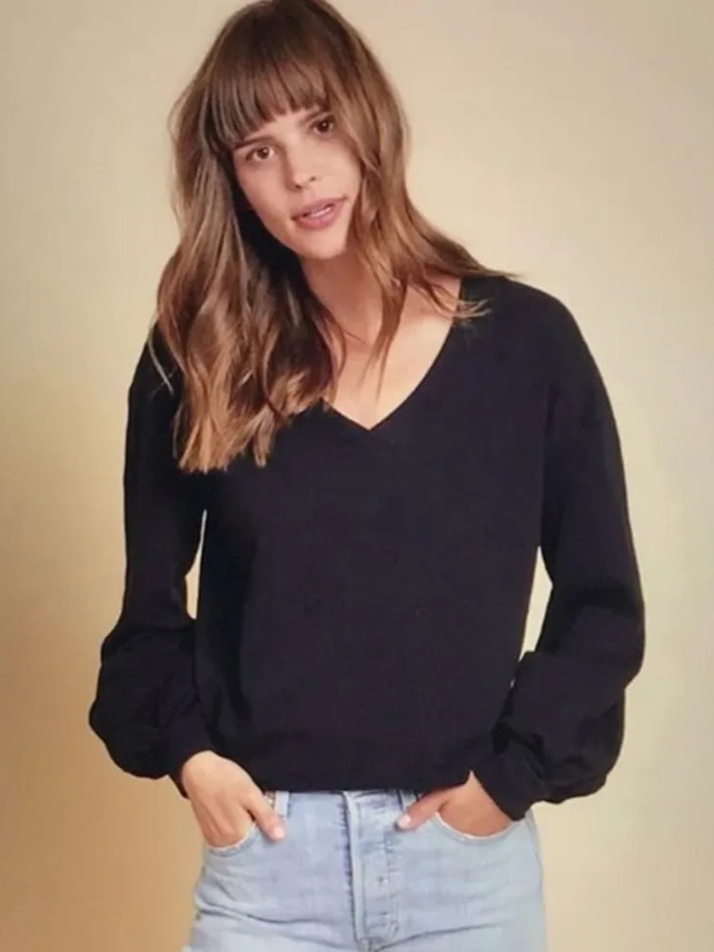 Nation LTD Willa Bishop Sleeve V-neck T-shirt